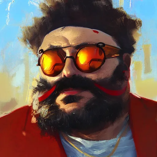 Prompt: greg manchess portrait of doctor ivo robotnik in disco elysium, fantasy, medium shot, asymmetrical, profile picture, organic painting, sunny day, matte painting, bold shapes, hard edges, street art, trending on artstation, by huang guangjian and gil elvgren and sachin teng