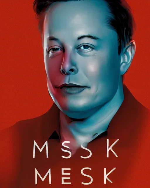 Image similar to musk ( 2 0 2 4 ), eric stonestreet is technology mogul elon musk, minimal movie poster, solid colors, silhouettes, digital art