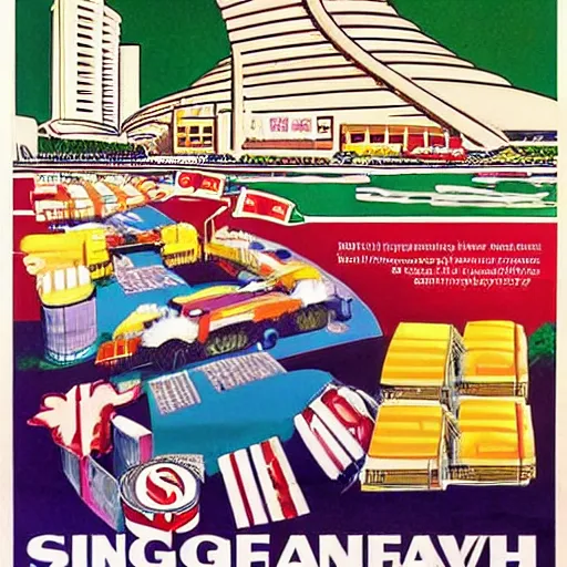 Prompt: a 1 9 9 0 s poster for a singaporean campaign