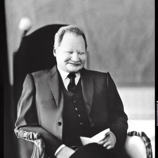 Prompt: president yeltsin, post mortem style photo, 1 9 0 0 s, scary photo