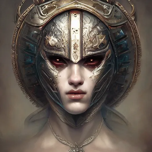 Prompt: porcelain in full warrior armor, soft painting of a curiosities graceful carnival, perfectly detailed, symmetrical accurate intricate sensual features, highly detailed, artstation, sharp focus, tom bagshaw