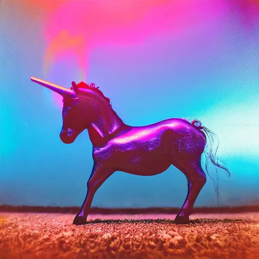 Prompt: unicorn standing on two legs like a person, lost polaroid, dramatic lighting, cinematic, establishing shot, extremely high detail, photo realistic, cinematic lighting,