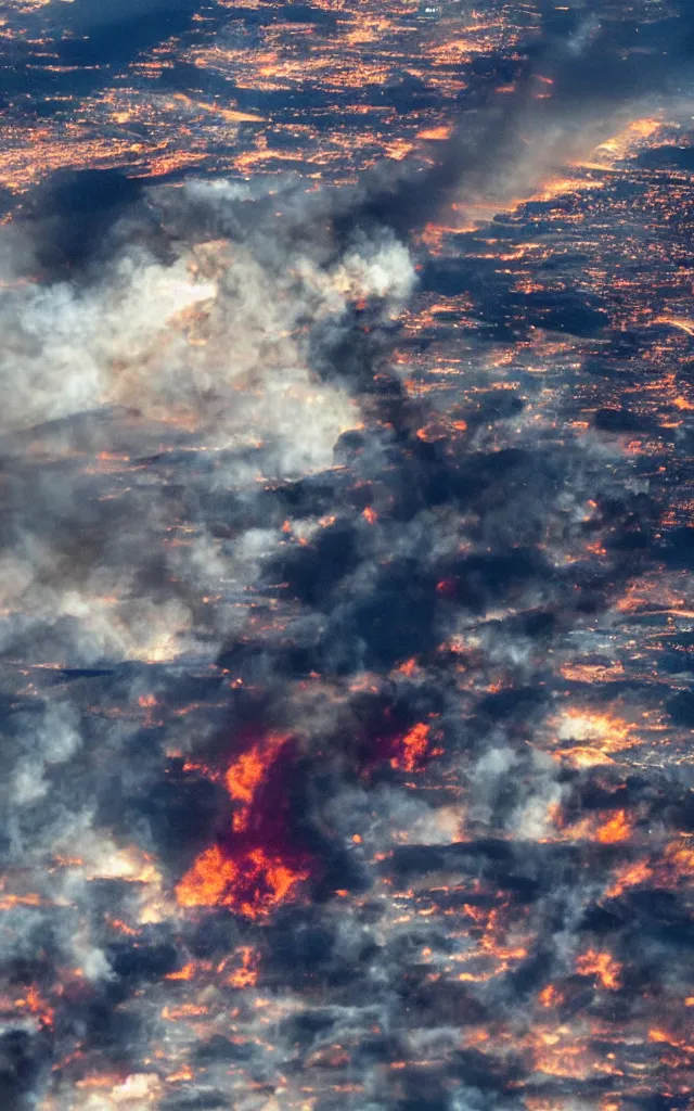 Image similar to a photograph out of a plane window, the plane engine is burning