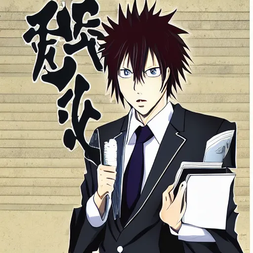 Image similar to biden deathnote anime, anime style, holding black notebook