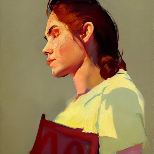 Prompt: greg manchess portrait of a very sad soup, medium shot, asymmetrical, profile picture, organic painting, sunny day, matte painting, bold shapes, hard edges, street art, trending on artstation, by huang guangjian and gil elvgren and sachin teng