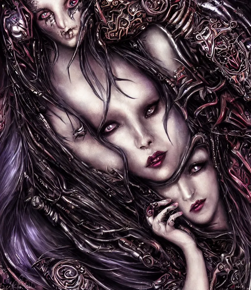Image similar to close up portrait on the enchanting femenine queen of the zerg, hyper attractive, seductive, very complex, hyper-maximalist, overdetailed, legendary cinematic, darkfantasy, archetype with timeless beauty breathtaking eyes, her spider like legs spread evenly around her framing the image, collossal alien ship in the sky behind her, highly intricate, digital art, very elegant, HDR 8K, biblical art, realism, incomprehensible yet perspicious detail, unbeatable quality, silent hill aesthetic, photorealistic, lifelike, DSLR 8k, unbeatable coherency, Omnious intricate, octane render, created Nixeu & z--ed from deviantart