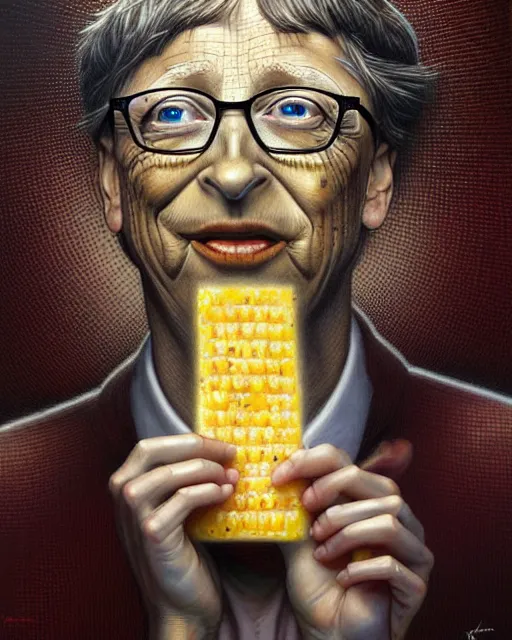 Image similar to detailed portrait of bill gates cheese!! grater!!! shredded by tomasz alen kopera and peter mohrbacher and johanna martine! and margaret keane! coherent luminescent