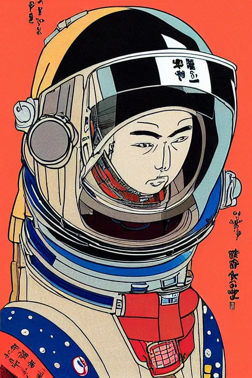 Prompt: portrait of a astronaut in samurai helmets, by katsuhiro otomo