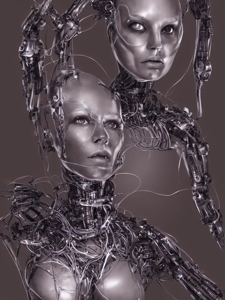 Image similar to a gorgeous concept art drawing of a female cybernetic woman with exposed biological eyes and heart, and wiring underneath her mannequin body. mid shot drawing, soft lighting, realistic, smooth face, 8 k high definition, insanely detailed, intricate, elegant, trending on artstation. influenced by chris fodd and chris moore and vincent di fate.