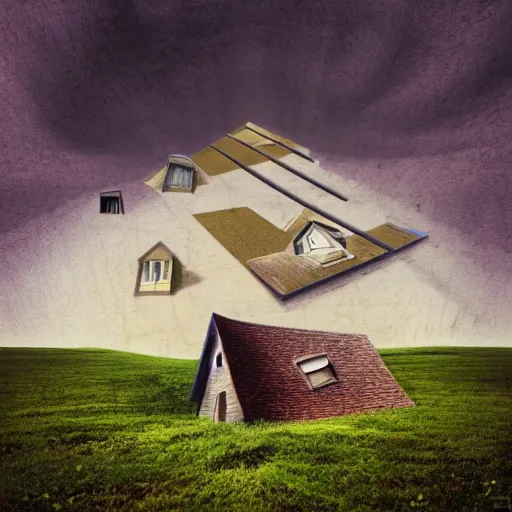 Image similar to a house in nowhere, surrealism