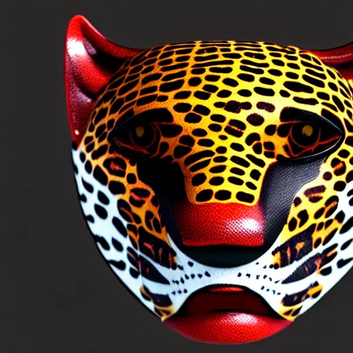 Image similar to a perfect centered mask of a shaman turning into a jaguar, 8 k,