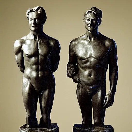 Prompt: conan o'brien and andy richter, by auguste rodin, marble