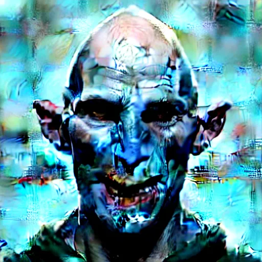 Image similar to a wizard young bald with no beard with blue skin with the nose of Voldemort, casting a powerful spell, painted by Greg Rutkowski, trending on ArtStation