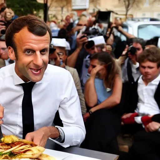 Image similar to emmanuel macron eating a kebab