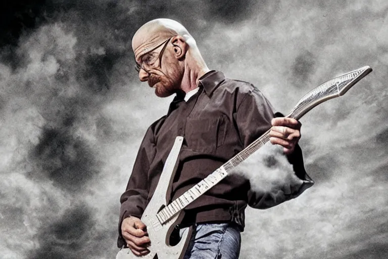 Prompt: walter white playing a 7 string guitar