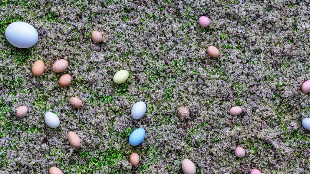 Image similar to a highly detailed, realistic photo of Galveston Bay, the ground is completely filled with eggs, intricate, 8k highly professionally detailed, HDR