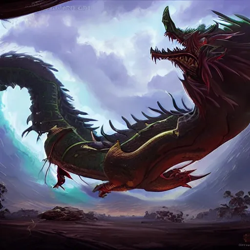 Image similar to The epic thunder serpent dragon, epic fantasy style, in the style of Greg Rutkowski, hearthstone artwork