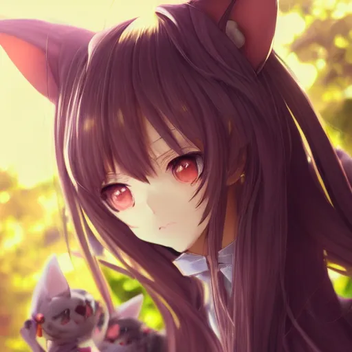 Image similar to anime catgirls nekomimi, extremely detailed eyes, fantastic details full faces, trending on artstation, pixiv, hyperdetailed Unreal Engine 4k 8k ultra HD, Stanley Artgerm Lau, WLOP, Rossdraws, James Jean Marc Simonetti Ruan Jia and Mandy Jurgens and Artgerm and William-Adolphe Bouguerea Sakimichan, yuru camp, illustration, digital art, concept art, manga cover