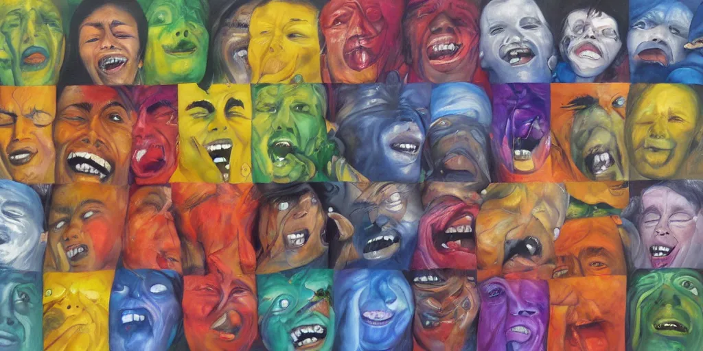 Prompt: hyper realistic painting of all the emotions a person can have