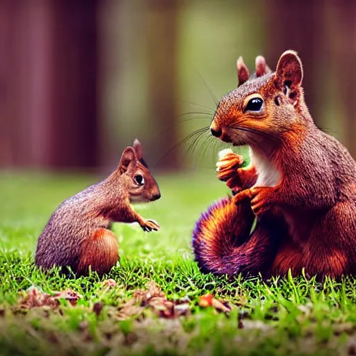 Image similar to studio photograph of squirrels from alternate universes, animal photography, cute, aww