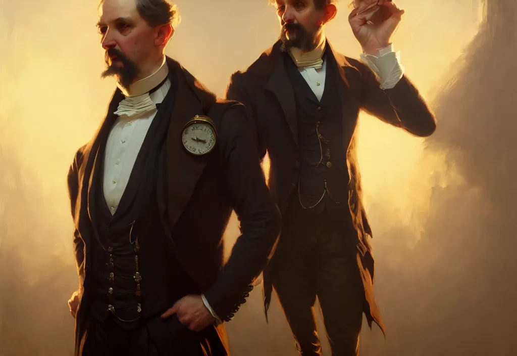 Image similar to portrait of a victorian politician, wearing a waistcoat, victorian, high detail, well lit, volumetric, godrays, vivid, trending on artstation, digital painting by jordan grimmer, art greg rutkowski