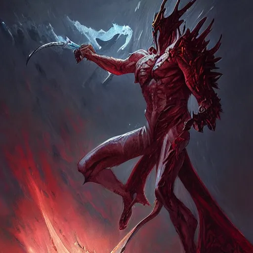 Image similar to aatrox as a nightbringer by greg rutkowski