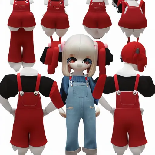 Image similar to cute fumo plush of a girl in overalls, outlines, character silhouette, vray