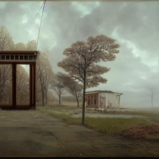 Image similar to hyperrealistic surrealism, david friedrich, award winning masterpiece with incredible details, zhang kechun, a surreal vaporwave painting of door leading to nowhere, mirrors everywhere, highly detailed