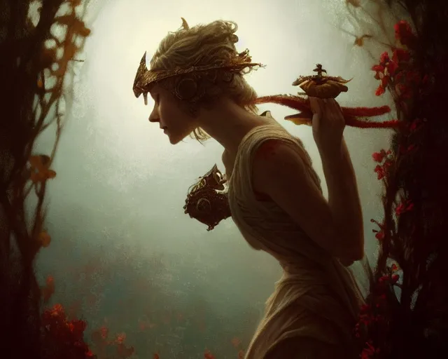 Image similar to photography of catherine hyde, deep focus, d & d, fantasy, intricate, elegant, highly detailed, digital painting, artstation, concept art, matte, sharp focus, illustration, hearthstone, art by artgerm and greg rutkowski and alphonse mucha