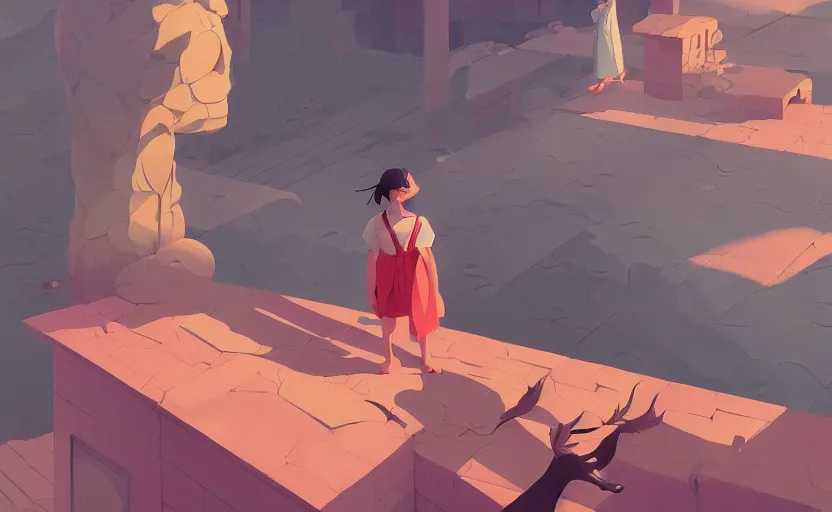 Image similar to an asian peaceful mythical magical scene illustration by atey ghailan and escher and edward hopper