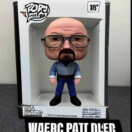 Prompt: plastic walter white as a funko pop character