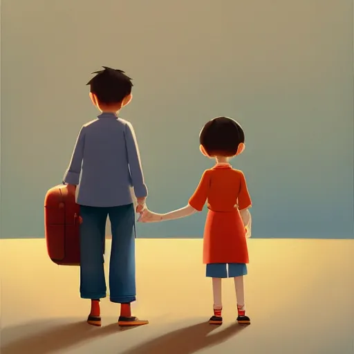 Image similar to goro fujita ilustration parents couple packing suitcases in the car, painting by goro fujita, sharp focus, highly detailed, artstation