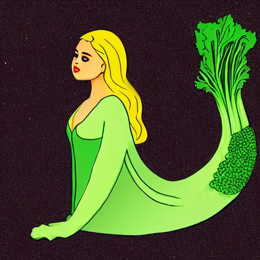 Image similar to an illustration of selena gomez as celery