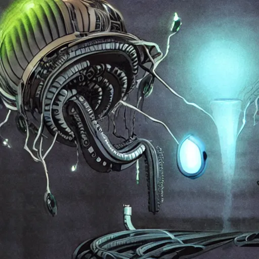 Image similar to GLaDOS as a lovecraftian God