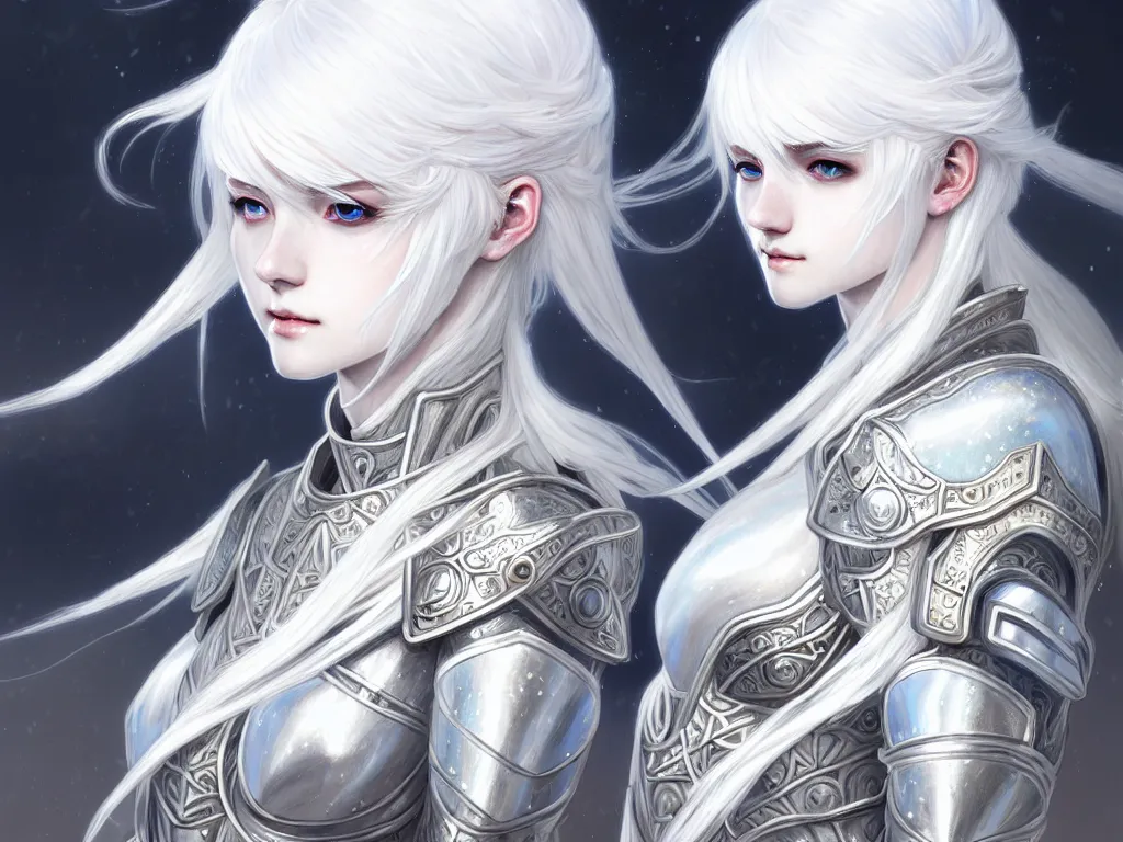 Image similar to portrait white hair knights of zodiac girl, matt white ice color armor, in ruined agora of athens sunrise, ssci - fi and fantasy, intricate and very beautiful and elegant, highly detailed, digital painting, artstation, concept art, smooth and sharp focus, illustration, art by ayanamikodon and tian zi and alphonse mucha