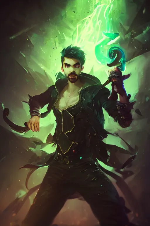 Prompt: a portrait of the YouTuber jacksepticeye in the style of league of legends arcane by Greg Rutkowski, Sung Choi, Mitchell Mohrhauser, Maciej Kuciara, Johnson Ting, Maxim Verehin, Peter Konig, final fantasy , mythical, 8k photorealistic, cinematic lighting, HD, high details, atmospheric,