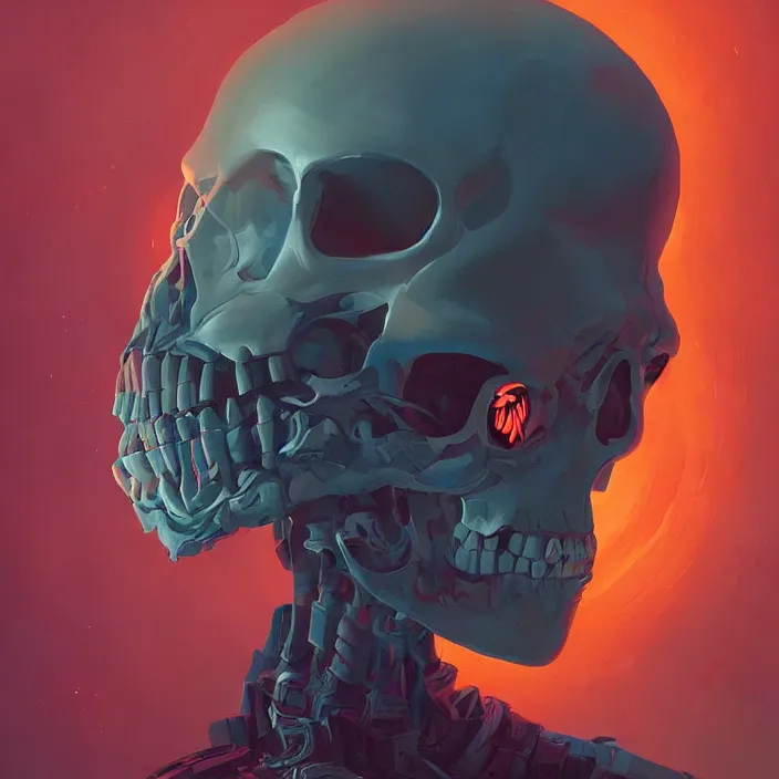 Image similar to a beautiful painting of a 8 0 s sci fi skull by sergey kolesov and vania zouravliov and pascal blanche and rhads. in style of colorful comic noir illustration, symmetry, sci fi, hyper detailed. octane render. trending on artstation