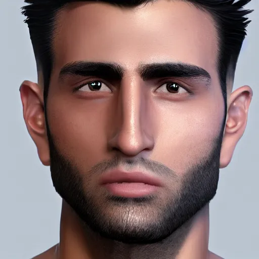 Image similar to a closeup shot of handsome esfand from twitch, gigachad, strong jawline, photorealism, 8k