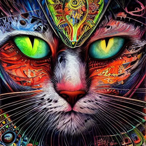 Image similar to cat face shaman by android jones