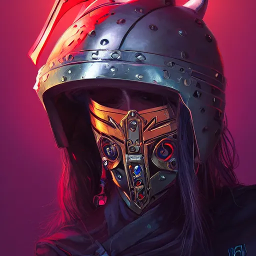 Image similar to cyberpunk viking helmet mask warrior goddess robot ninja fantasy, art gta 5 cover, official fanart behance hd artstation by jesper ejsing, by rhads, makoto shinkai and lois van baarle, ilya kuvshinov, ossdraws