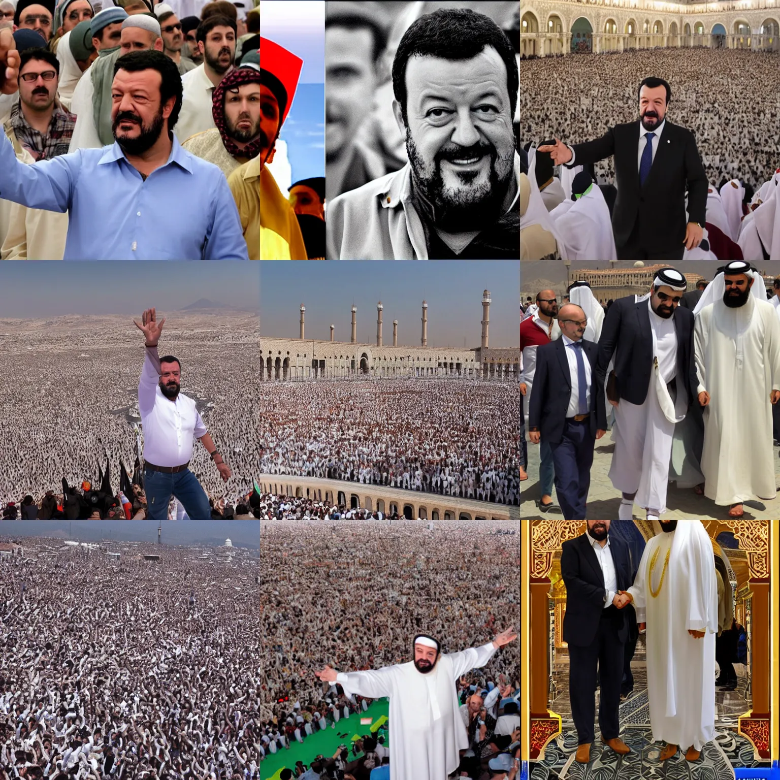 Prompt: Matteo Salvini pilgrim to mecca 4k high quality nostalgic