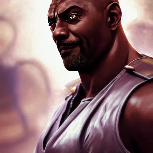 Image similar to idris elba as a street fighter character, cg animation, capcom, realistic, character select portrait, by artgerm, greg rutkowski, alphonse mucha, 3 d