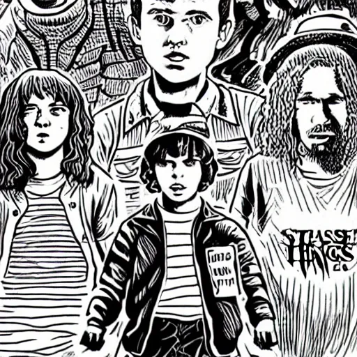 Image similar to mcbess illustration of@one from stranger things