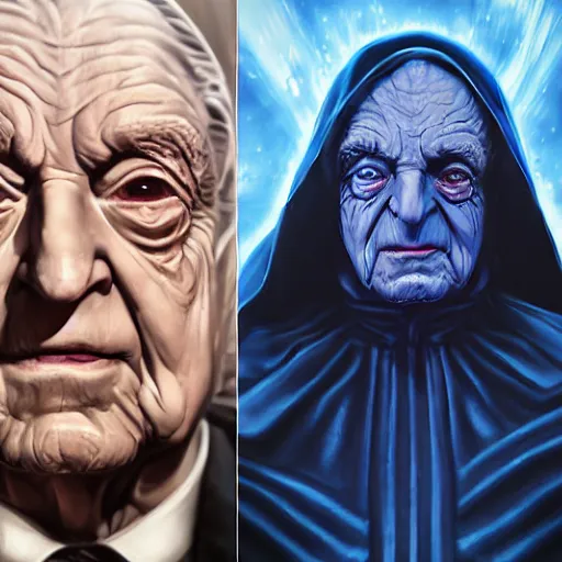 Image similar to Portrait of George Soros as the emperor palpatine from star wars, made by stanly artgerm lau, wlop, rossdraws, james jean, andrei riabovitchev ,marc simonetti