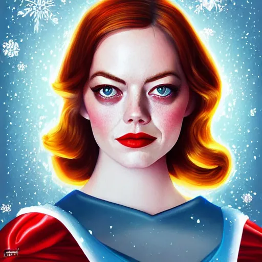 Image similar to digital painting of Emma Stone as a Disney princess wearing snow white's dress, Pixar style, professional studio lightening, volumetric lightening, photorealism by Tristan Eaton Stanley Artgerm and Tom Bagshaw