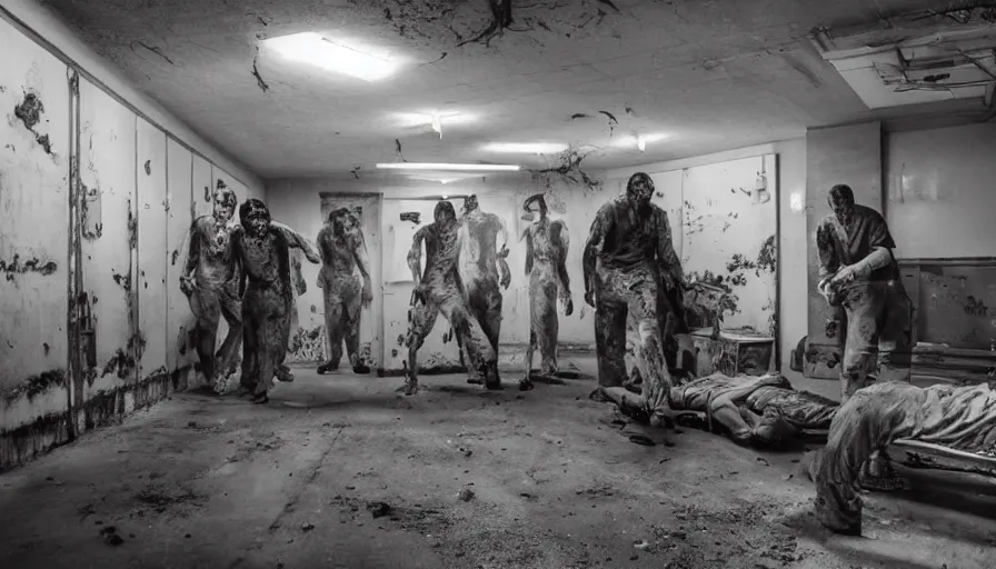 Image similar to zombies working in a morgue. trending on artstation. award - winning photography