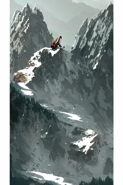 Prompt: climb mountain mountaintop illustration trending on artstation