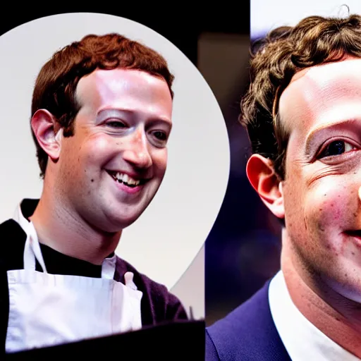 Image similar to mark zuckerberg as a celebrity chef