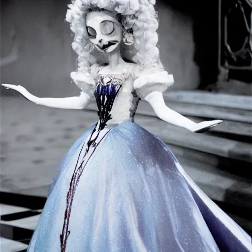 Image similar to an infallible princess, high resolution film still, live-action film by Tim Burton