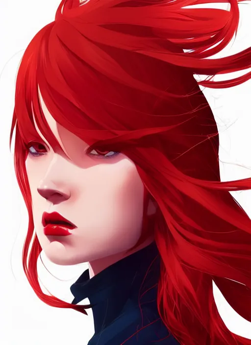 Image similar to a woman with beautiful red hair. she looks very angry. clean cel shaded vector art. shutterstock. behance hd by lois van baarle, artgerm, helen huang, by makoto shinkai and ilya kuvshinov, rossdraws, illustration, art by ilya kuvshinov